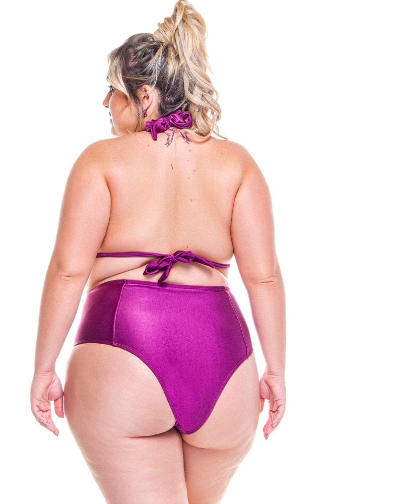 Plus Size High Waisted Dark Pink Bikini Bottom Vienna